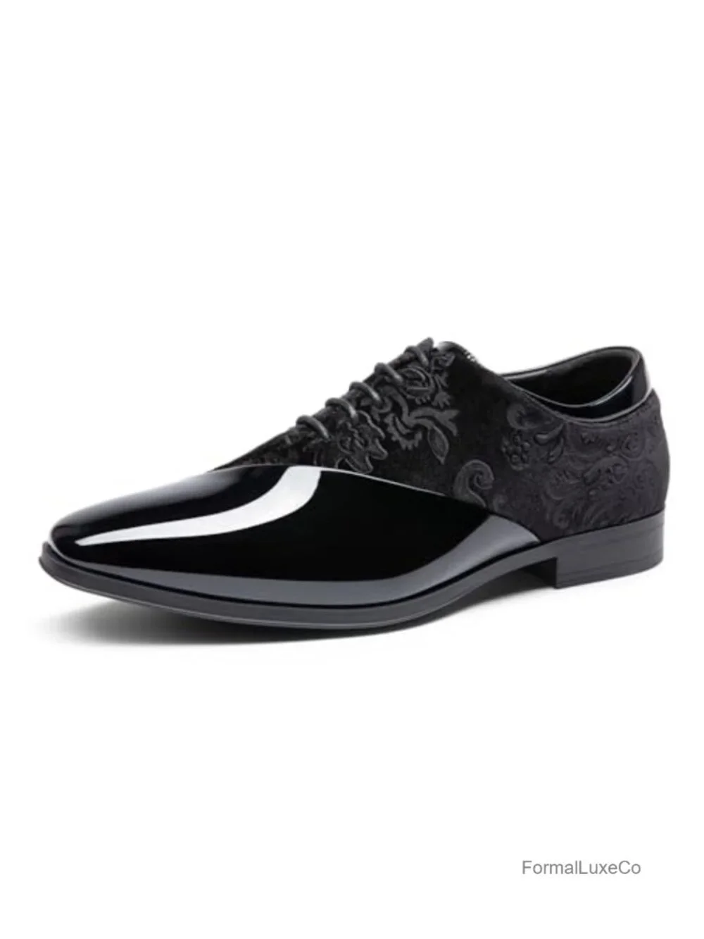 Men's Patent Velvet Oxfords Dress Shoes Formal Lace-Up Tuxedo Shoes